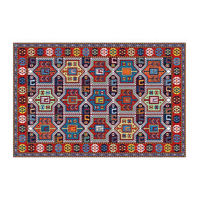 Red Retro Floral Traditional Vintage Area Rugs Polyester Floor Mat for Living Room Hall Office Bedroom