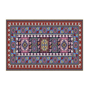 Blue Retro Floral Traditional Vintage Area Rugs Polyester Floor Mat for Living Room Hall Office Bedroom