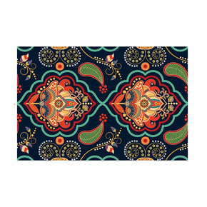 Retro Floral Black Traditional Vintage Area Rugs Polyester Floor Mat for Living Room Hall Office Bedroom