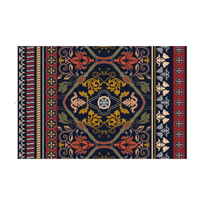 Black Red Floral Retro Traditional Vintage Area Rugs Polyester Floor Mat for Living Room Hall Office Bedroom
