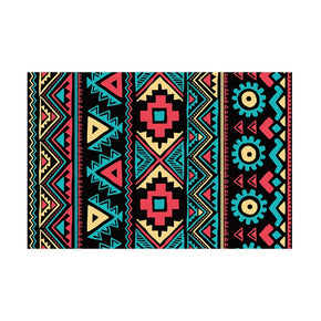 Blue Red Floral Retro Vintage Traditional Area Rugs Polyester Floor Mat for Living Room Hall Office Bedroom