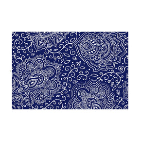 Blue Vintage Traditional Floral Area Rugs Polyester Floor Mat for Office Hall Living Room Bedroom