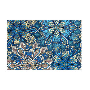Blue Floral Vintage Traditional Area Rugs Polyester Floor Mat for Office Hall Living Room Bedroom