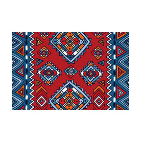 Red Floral Blue Vintage Traditional Area Rugs Polyester Floor Mat for Office Hall Living Room Bedroom