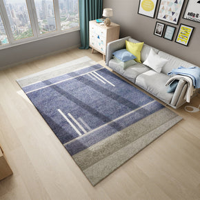 Blue Modern Striped Gradient 3D Pattern Simplicity Rug Floor Mat for Bedroom Living Room Sofa Office Hall