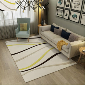 Yellow Black Line Modern 3D Pattern Simplicity Rug Floor Mat for Bedroom Sofa Hall Office Living Room