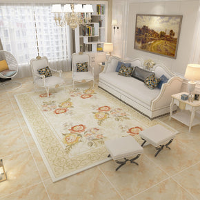 Pastoral Yellow Leaves and Flowers Classic 3D Pattern Rug Floor Mat for Bedroom Sofa Hall Living Room Office