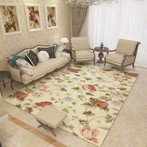 Pastoral Classic Leaves and Flowers 3D Pattern Rug Floor Mat for Bedroom Sofa Hall Living Room Office