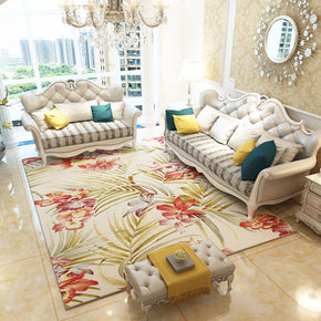 3D Pattern Leaves and Flowers Pastoral Classic Rug Floor Mat for Bedroom Sofa Hall Living Room Office