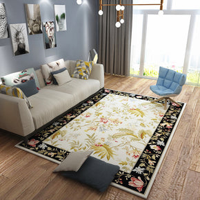 Black Classic Pastoral 3D Pattern Floral Rug Floor Mat for Bedroom Sofa Hall Living Room Office