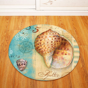 02 Conch Aquatic Creatures Patterned Modern Round Area Rugs Anti-slip Carpets for Bedroom Living Room Kids Room