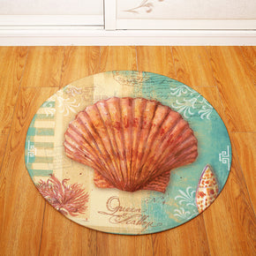 Shell Aquatic Creatures Patterned Modern Round Area Rugs Anti-slip Carpets for Bedroom Living Room Kids Room