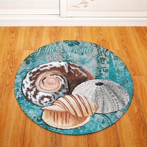Modern Shell Conch Aquatic Creatures Patterned Round Area Rugs Anti-slip Carpets for Bedroom Living Room Kids Room