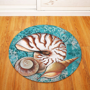 Conch Modern Aquatic Creatures Patterned Round Area Rugs Anti-slip Carpets for Bedroom Living Room Kids Room