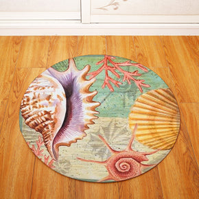 Shell Conch Modern Aquatic Creatures Patterned Round Area Rugs Anti-slip Carpets for Bedroom Living Room Kids Room