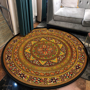 Three-dimensional Retro Printed Patterned Round Modern Area Rugs for Living Room Bedroom Office Anti-slip Carpets 02