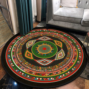 Three-dimensional Retro Printed Patterned Round Modern Area Rugs for Living Room Bedroom Office Anti-slip Carpets 03