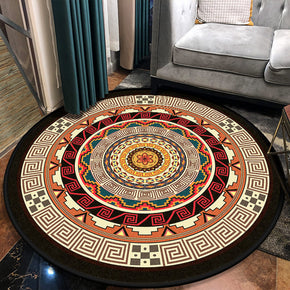 Three-dimensional Retro Printed Patterned Round Modern Area Rugs for Living Room Bedroom Office Anti-slip Carpets 09
