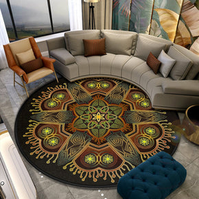 Three-dimensional Retro Printed Patterned Round Modern Area Rugs for Living Room Bedroom Office Anti-slip Carpets 12