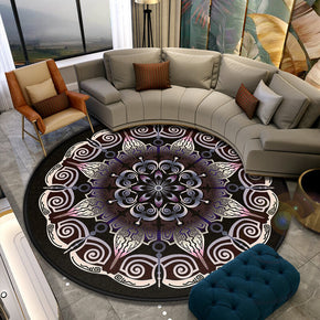 Three-dimensional Retro Printed Patterned Round Modern Area Rugs for Living Room Bedroom Office Anti-slip Carpets 15