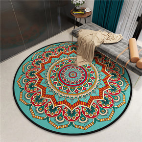 Beautiful Colorful Printed Patterned Round Modern Area Rugs for Living Room Bedroom Office Anti-slip Carpet 01