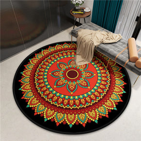 Beautiful Colorful Printed Patterned Round Modern Area Rugs for Living Room Bedroom Office Anti-slip Carpet 05