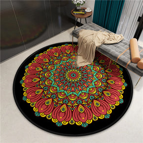 Beautiful Colorful Printed Patterned Round Modern Area Rugs for Living Room Bedroom Office Anti-slip Carpet 08