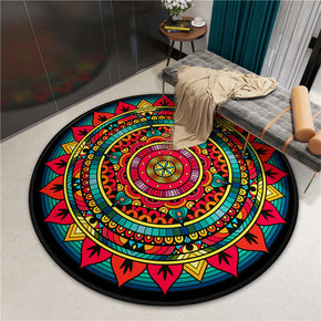 Beautiful Colorful Printed Patterned Round Modern Area Rugs for Living Room Bedroom Office Anti-slip Carpet 09