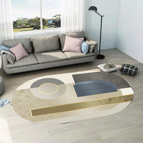 Multicolor Geometric Pattern Oval Modern Geometric Rug for Living Room Bedroom Kitchen