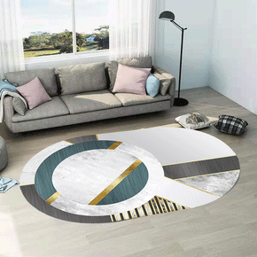 Creative Splicing Geometry Pattern Oval Modern Geometric Rug for Living Room Bedroom Kitchen