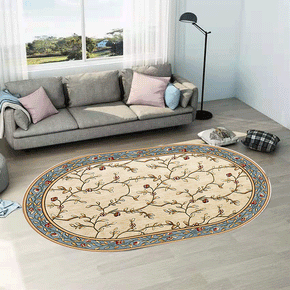Small Floral Pattern Oval Modern Geometric Rug for Living Room Bedroom Kitchen