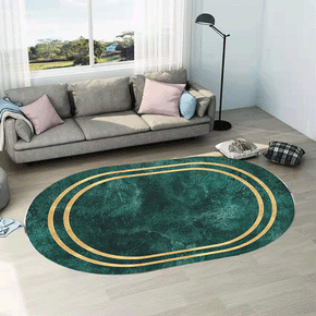 Green Oval Modern Geometric Rug for Living Room Bedroom Kitchen