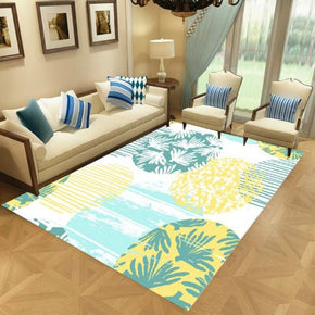 Green Yellow Leaves Modern Simple Rugs Patterned Polyester Carpets for Hall Dining Room Bedroom Living Room Office