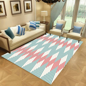 Red Blue Moroccan Modern Simple Rugs Patterned Polyester Carpets for Hall Dining Room Bedroom Living Room Office