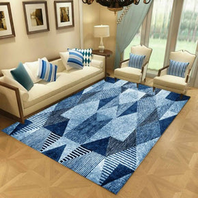Moroccan Blue Modern Simple Rugs Patterned Polyester Carpets for Hall Dining Room Bedroom Living Room Office