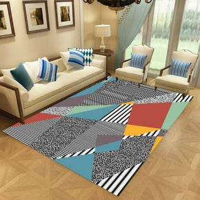 Grey Moroccan Striped Simple Modern Rugs Patterned Polyester Carpets for Hall Dining Room Bedroom Living Room Office