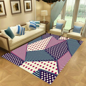 Purple Moroccan Striped Simple Modern Rugs Patterned Polyester Carpets for Hall Dining Room Bedroom Living Room Office