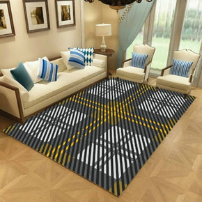 Black Striped Moroccan Simple Modern Rugs Patterned Polyester Carpets for Hall Dining Room Bedroom Living Room Office