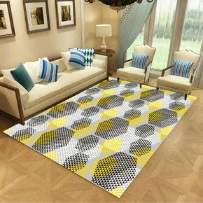 Black Yellow Striped Moroccan Simple Modern Rugs Patterned Polyester Carpets for Hall Dining Room Bedroom Living Room Office