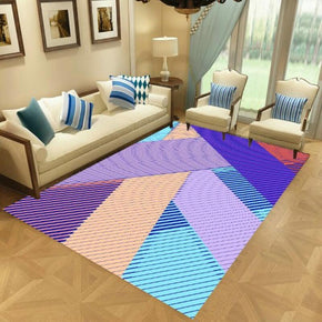 Purple Blue Striped Moroccan Simple Modern Rugs Patterned Polyester Carpets for Hall Dining Room Bedroom Living Room Office