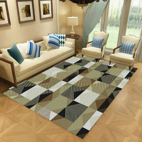 Grey Striped Simple Modern Moroccan Rugs Polyester Carpets Patterned for Hall Dining Room Bedroom Living Room Office