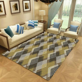 Brown Striped Simple Modern Moroccan Rugs Polyester Carpets Patterned for Hall Dining Room Bedroom Living Room Office