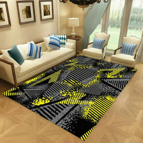 Black Geometric Striped Simple Modern Moroccan Rugs Polyester Carpets Patterned for Hall Dining Room Bedroom Living Room Office
