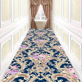 Pink Purple Modern Floral Corridor Aisle Household Polyester Patterned Carpets Simple Rugs for Hall Dining Room Bedroom Living Room Office