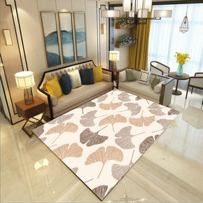 Brown Ginkgo Biloba Modern Simple Pastoral Fresh Style Rugs Polyester Patterned Carpets for Hall Dining Room Bedroom Living Room Office