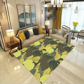 Yellow Green Ginkgo Biloba Modern Simple Pastoral Fresh Style Rugs Polyester Patterned Carpets for Hall Dining Room Bedroom Living Room Office