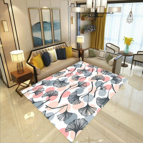 Modern Pink Grey Ginkgo Biloba Simple Pastoral Fresh Style Rugs Polyester Patterned Carpets for Hall Dining Room Bedroom Living Room Office