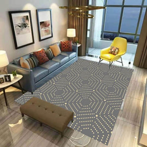 Grey Simple Hexagon Modern Geometry Polyester Patterned Carpets for Hall Dining Room Bedroom Living Room Office
