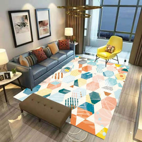 Multi-colours Hexagon Geometric Simple Modern Polyester Patterned Carpets for Hall Dining Room Bedroom Living Room Office