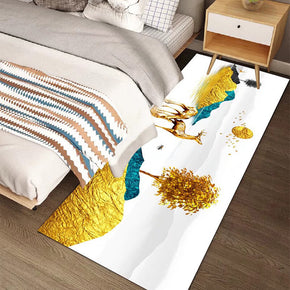 Golden Simplicity Modern Polyester Rugs Patterned Carpets for Bedside Hall Dining Room Bedroom Living Room
